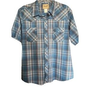 WRANGLER Shirt WESTERN SHORT SLEEVE MEN'S PLAID PEARL SNAP  SIZE 3XL BIG